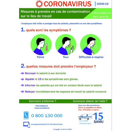 Affichage coronavirus : mesures à prendre par l'employeur en cas de contamination (covid-19)-1