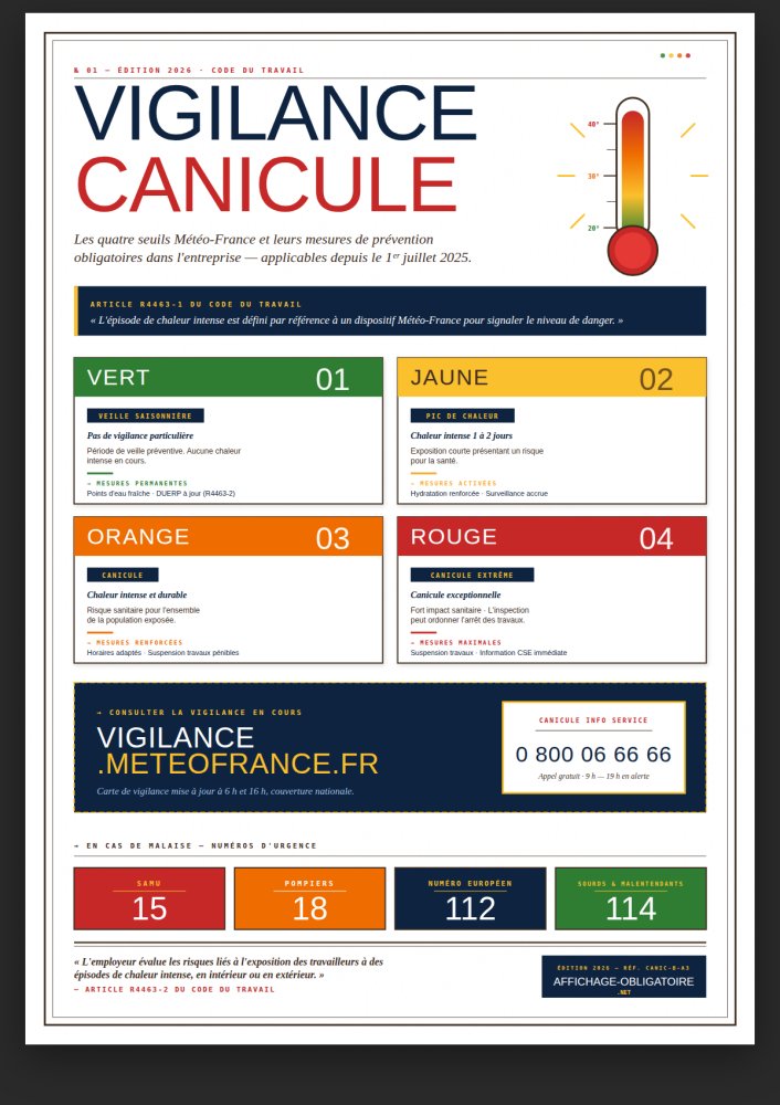 Affiche Vigilance Canicule 2026
