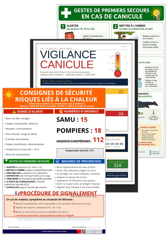 Affiche Canicule - Gestes de premiers secours et vigilance